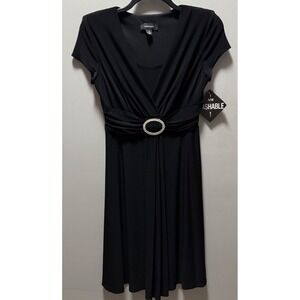 R&M Richards Women's‎ Cocktail/Evening Rhinestone Buckle Black Midi Size 8